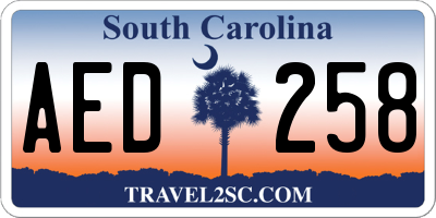 SC license plate AED258