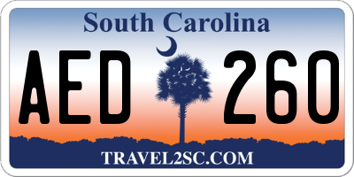 SC license plate AED260