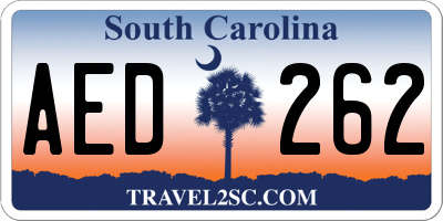SC license plate AED262