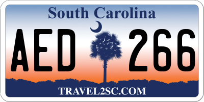 SC license plate AED266