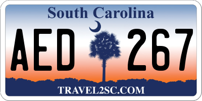 SC license plate AED267