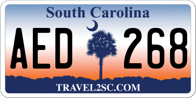 SC license plate AED268