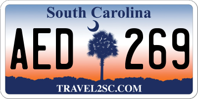 SC license plate AED269