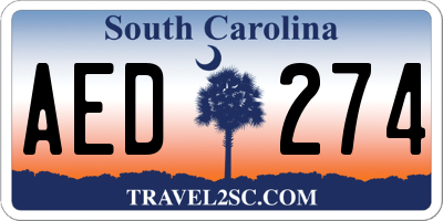 SC license plate AED274