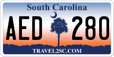 SC license plate AED280