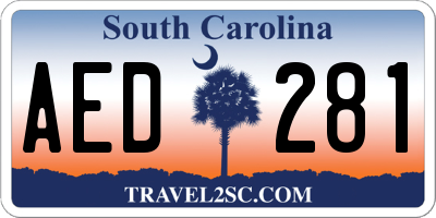 SC license plate AED281
