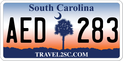 SC license plate AED283
