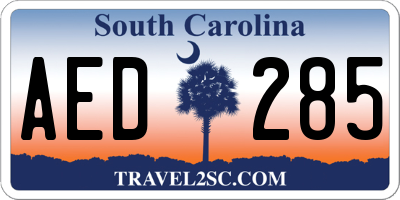SC license plate AED285