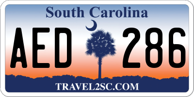 SC license plate AED286