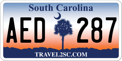 SC license plate AED287