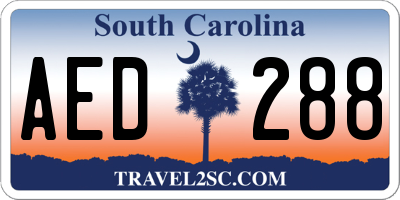 SC license plate AED288