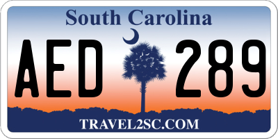 SC license plate AED289
