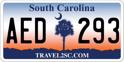 SC license plate AED293