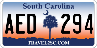SC license plate AED294