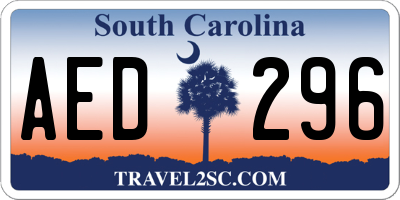 SC license plate AED296