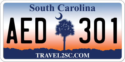 SC license plate AED301