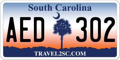 SC license plate AED302