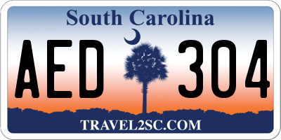 SC license plate AED304