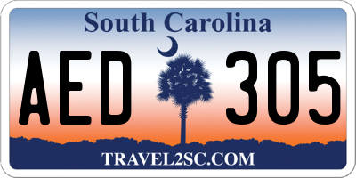 SC license plate AED305