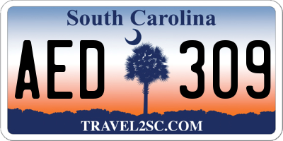 SC license plate AED309