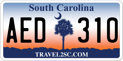 SC license plate AED310