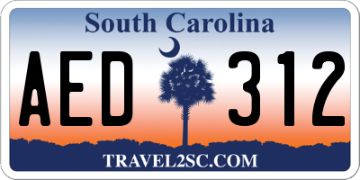 SC license plate AED312