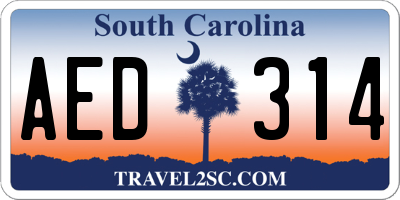 SC license plate AED314
