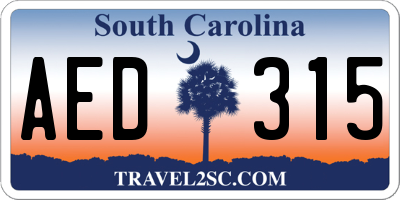 SC license plate AED315