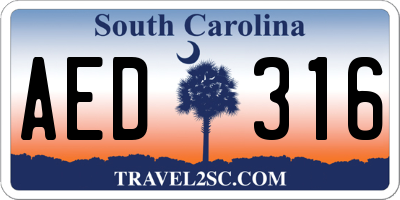 SC license plate AED316