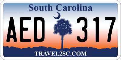 SC license plate AED317