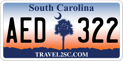 SC license plate AED322