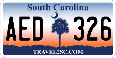 SC license plate AED326