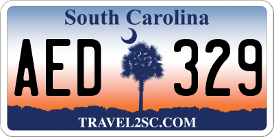 SC license plate AED329