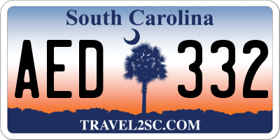 SC license plate AED332