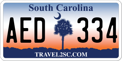 SC license plate AED334