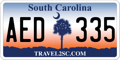 SC license plate AED335