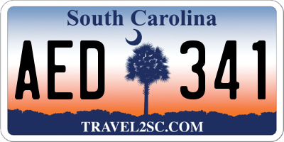 SC license plate AED341