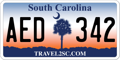 SC license plate AED342
