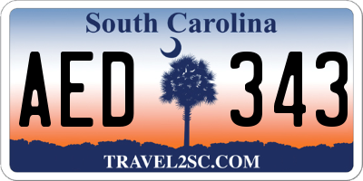 SC license plate AED343