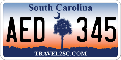 SC license plate AED345