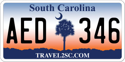 SC license plate AED346