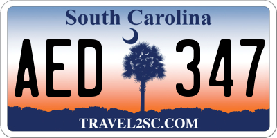 SC license plate AED347