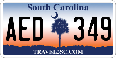 SC license plate AED349