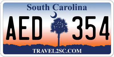 SC license plate AED354