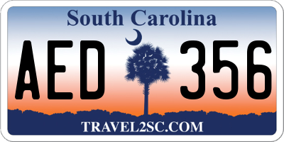 SC license plate AED356