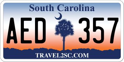 SC license plate AED357