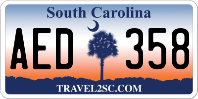 SC license plate AED358