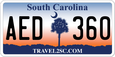 SC license plate AED360