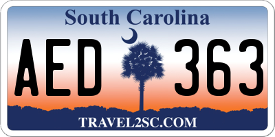 SC license plate AED363