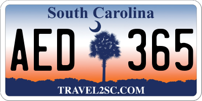 SC license plate AED365